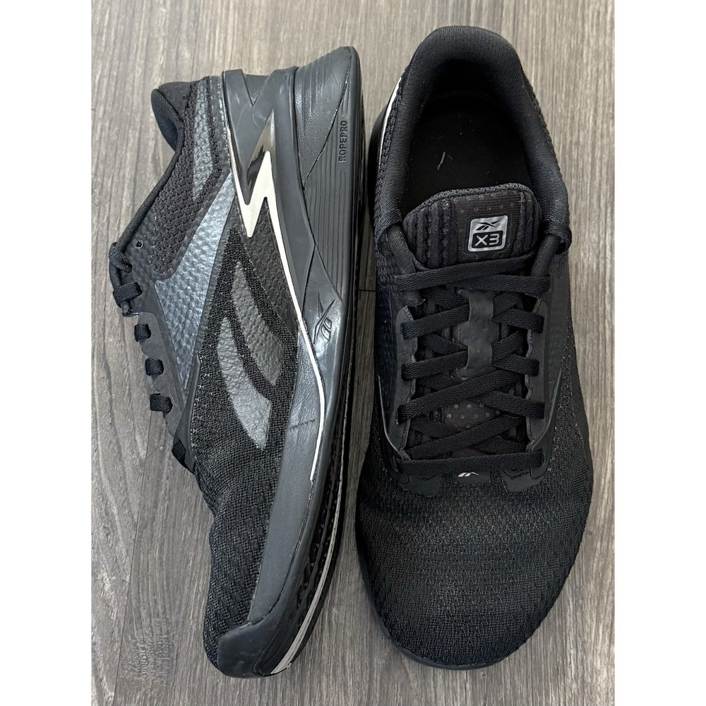Men's 7 Reebok Nano X3 Core Black Pewter Shoes Sneakers Cross Train Women's 8.5 - Picture 3 of 11